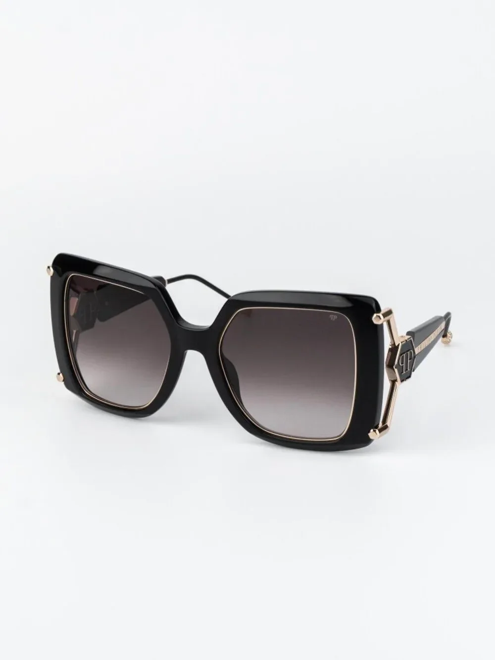 Philipp Plein Women Sunglasses Black Pink Gradient Square SPP121S 0700